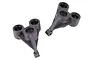 Two black plastic RC car rear hub carriers for HSP models, shown from an overhead angle against a white background.