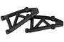 Two black plastic RC suspension arms for HSP models, shown from an angled perspective against a white background.