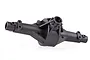 A black plastic rear solid axle housing for an RC car, shown against a white background.
