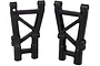 Two black plastic rear suspension arms for an HSP RC car, shown side-by-side against a white background.