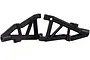 Two black plastic RC suspension arms for HSP models, shown side-by-side against a white background.