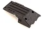 A black plastic rear chassis skid plate for an HSP RC car, viewed from a high angle against a white background.