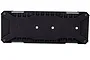 A black plastic battery tray component for an RC car, featuring a rectangular base with mounting holes and reinforced edges.