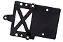 A black plastic ESC mounting plate for an RC car with an X-shaped cutout and several mounting holes.