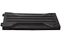 A black plastic centre chassis skid plate for an RC car, featuring a ribbed design and two mounting holes.