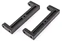 Two black plastic HSP chassis braces shown from an angled top-down perspective against a white background.