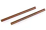 Two copper-coloured metal suspension arm pins for RC vehicles, shown against a white background.
