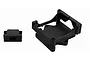RPM black plastic ESC cage and mount set for Castle Sidewinder 4, shown from a high angle against a white background.