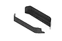 Two black plastic ARRMA tall side dirt guards for RC vehicles shown from an elevated angle against a white background.