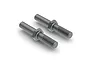 Two grey metal rocker posts for ARRMA RC vehicles, featuring a smooth cylindrical section, a hexagonal collar, and a threaded end.