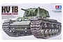 Tamiya 1/35 scale Russian KV-1B tank model kit box art showing a detailed illustration of the green tank.