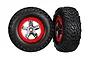 Traxxas 2.2/3.0" Off Road Tyres on Chrome/Red Rims - Glued Wheels 2Pcs 5887R