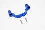A blue anodized aluminium front chassis brace for an RC vehicle, shown with two included silver metal screws on a plain white background.