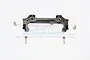 A black aluminium front bumper mount for an RC car, shown with four included screws on a white background.