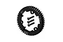 A black GPM Racing 46T 1Mod steel spur gear with three mounting screws, isolated on a white background.
