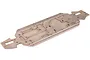 A Rovan V5 aluminium main chassis plate for an RC car, featuring a machined metal finish and 7075 alloy marking.