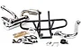 Rovan V5 silenced tuned exhaust pipe set with twin tips and a black steel bumper for RC cars.