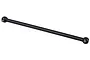 A single black steel RC drive shaft with ball joints at both ends, isolated against a white background.