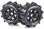 Two Louise B-Paddle RC buggy tyres mounted on black beadlock spoke rims, featuring aggressive paddle tread patterns for sand or loose terrain.