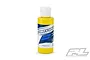 A bottle of Pro-Line yellow polycarbonate RC body airbrush paint against a white background.