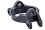 A black plastic Rovan Baja 4WD front right hub carrier spare part isolated on a white background.