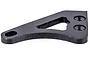 A black aluminium left chassis brace for a Rovan Baja 4WD RC car, shown from an angled perspective on a white background.
