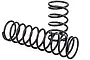 Two black metal coil springs for an RC car suspension system, shown against a plain white background.