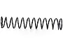 A black coil spring for an RC car shock absorber, shown horizontally against a white background.