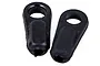 Two black plastic steering linkage ball ends for RC vehicles, shown against a white background.