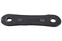 A black, flat, elongated RC chassis brace component with two circular mounting holes, isolated on a white background.