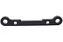 A black metal suspension pin brace for Rovan Baja RC cars, featuring a flat bar design with four mounting holes.