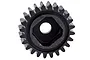 A close-up studio shot of a black metal 24-tooth drive gear for an RC car, featuring a central hexagonal hole.