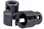 Two black metal RC drive cups for a Rovan Baja vehicle, shown against a white background.