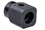 A black metal Rovan Baja 4WD brake drive cup featuring a cylindrical end and a square-profile body with threaded holes.