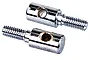 Two Rovan RC servo brake linkage connectors made of polished metal, featuring a threaded end and a cross-drilled hole.