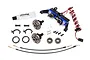 Traxxas locking differential kit including two differentials, a dual servo assembly, cables, grease, and various mounting hardware on a white background.