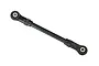 A black Traxxas TRX-4 steel suspension link with pre-installed rod ends against a white background.