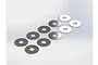 Ten ARRMA steel washers arranged in two columns of five on a plain white background.