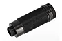 A black, threaded aluminium shock body for a Traxxas RC vehicle, shown against a plain white background.