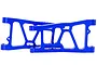 Two blue anodized aluminium rear lower suspension arms for an RC car, shown against a white background.
