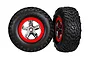 Traxxas 2.2/3.0" Off Road Tyres on Satin Chrome/Red Rims - Glued Wheels 2Pcs 5887