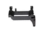 A black plastic steering servo mount for a Traxxas TRX-4 RC crawler, shown against a plain white background.