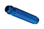 A blue anodized aluminium threaded shock body for Traxxas RC vehicles.