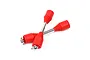 Two Rovan 9mm RC drive shafts with red rubber boots arranged in an X shape on a white background.