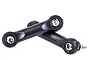 Two black plastic RC servo steering linkages with silver metal screws, shown against a white background.