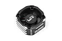 A black Yeah Racing aluminium cooling fan with a carbon fiber center cap and white branding on a white background.