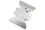 A silver stainless steel centre skid plate for an RC crawler, featuring the Yeah Racing logo etched on the surface.
