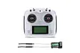 FlySky FS-I6S 10-channel RC transmitter in silver with a black FS-IA6B receiver unit featuring dual antennas.