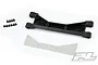 Pro-Line X-Maxx upper right suspension arm with a grey cover plate and small mounting screws on a white background.