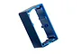 A blue anodized aluminium middle servo case for Traxxas RC servos, shown from an angled perspective against a white background.